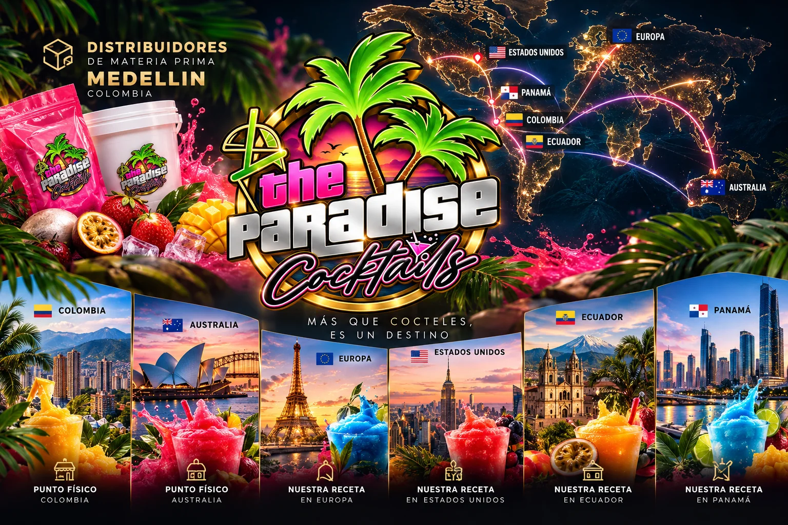 Paradise Cocktails: insumos, granizados y los países donde está la marca